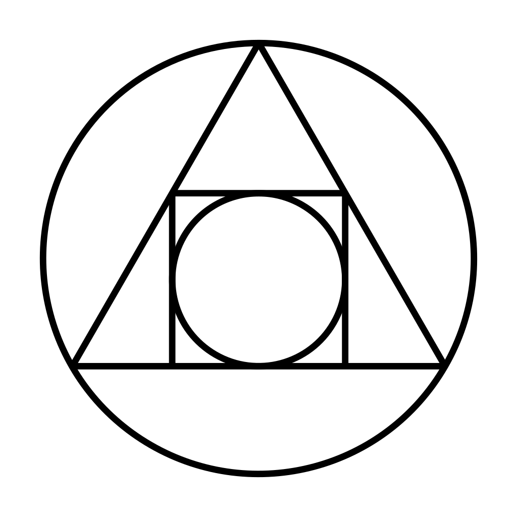 Kare Çember: Felsefe taşını simgeleyen maddenin dört elementinin etkileşimini gösteren bir simya sembolü (17. yüzyıl)